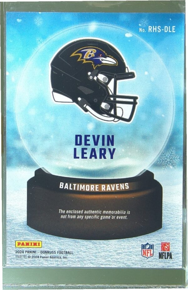 2024 Donruss Devin Leary RC #RHS-DLE Ravens Rookie Holiday Sweater - Image 3