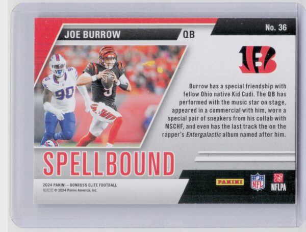 2024 Donruss Elite Joe Burrow 36 Bengals Spellbound Green - Image 3