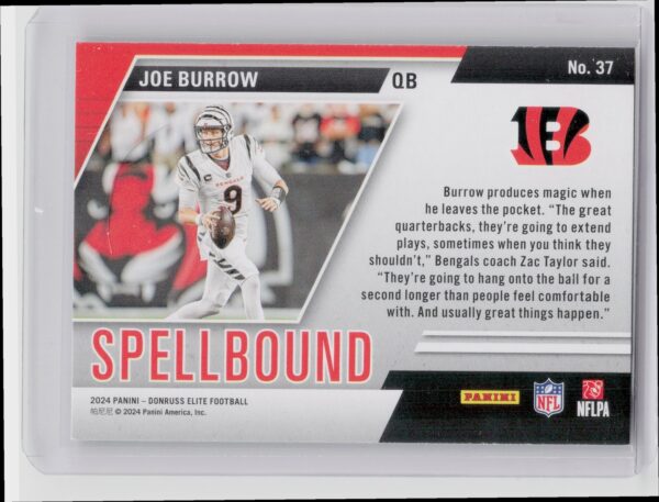 2024 Donruss Elite Joe Burrow Spellbound Green 37 Bengals - Image 3