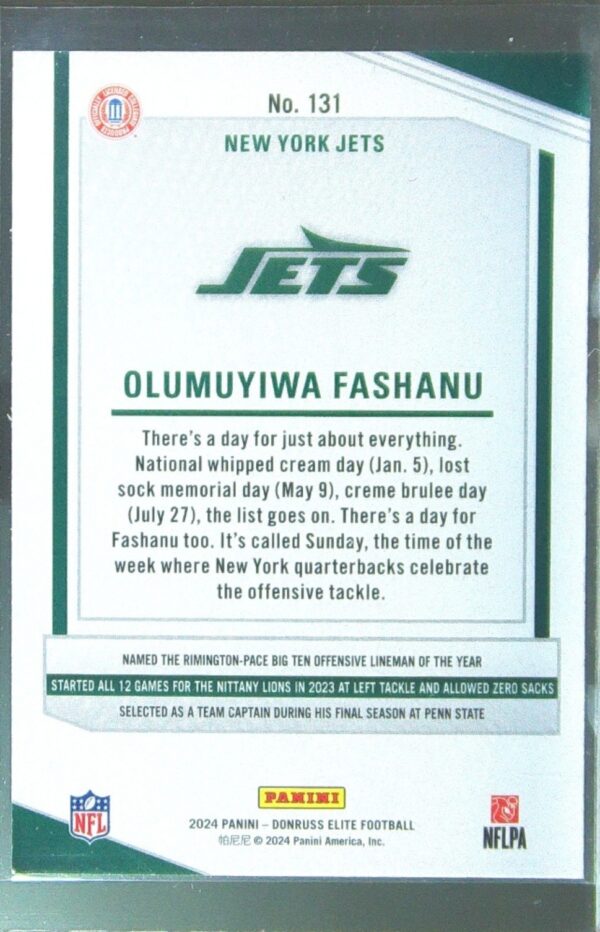2024 Donruss Elite Olumuyiwa Fashanu Pink RC 131 Jets - Image 3