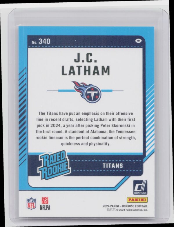 2024 Donruss JC Latham RC 340 Titans - Image 3