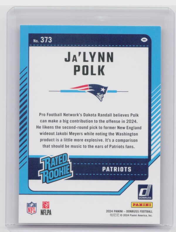 2024 Donruss Ja'Lynn Polk RC 373 Patriots - Image 3
