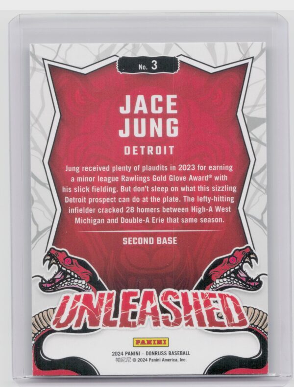 2024 Donruss Jace Jung #3 Tigers Unleashed - Image 3