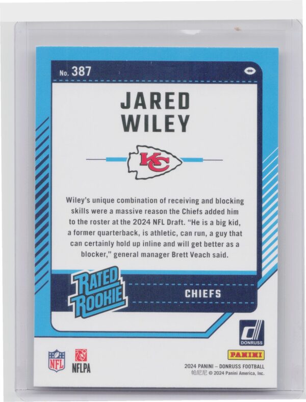 2024 Donruss Jared Wiley RC 387 Chiefs - Image 3