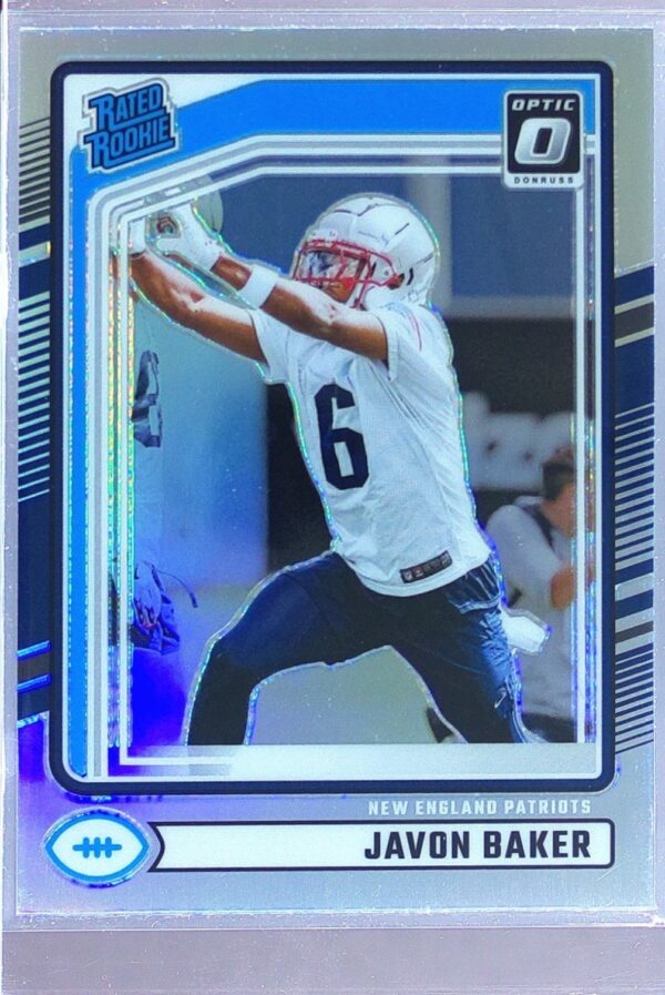 2024 Donruss Javon Baker Optic Rated Rookies Preview Holo RC 353 Patriots