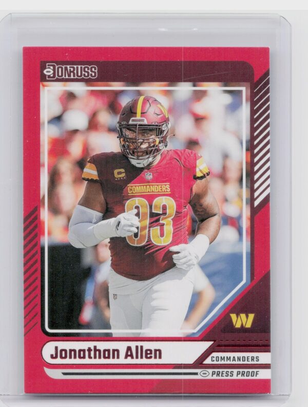 2024 Donruss Jonathan Allen Press Proof Red 61 Commanders