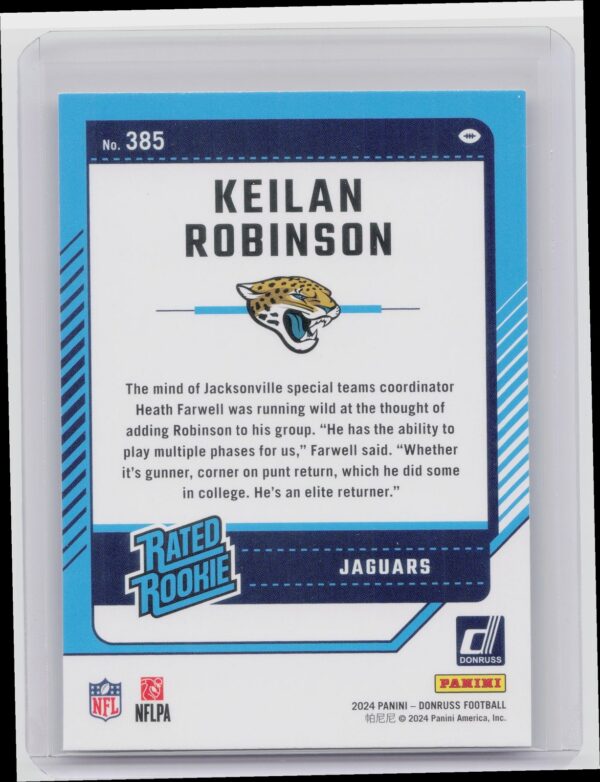 2024 Donruss Keilan Robinson 385 Jaguars - Image 3