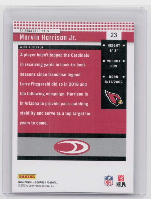 2024 Donruss Marvin Harrison Jr. 23 Cardinals Retro 2004 - Image 3