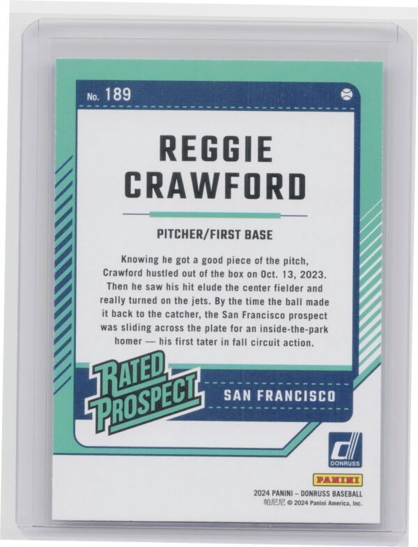2024 Donruss Reggie Crawford Red and Blue #189 Giants - Image 3