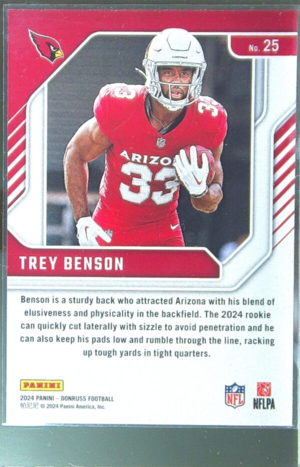 2024 Donruss Trey Benson RC 25 Cardinals The Elite Series Rookies - Image 3