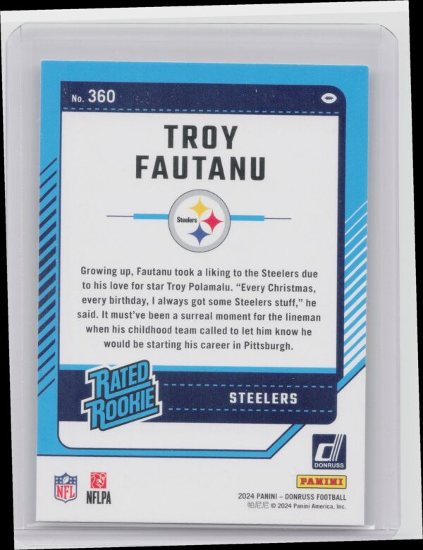2024 Donruss Troy Fautanu RC 360 Steelers - Image 3
