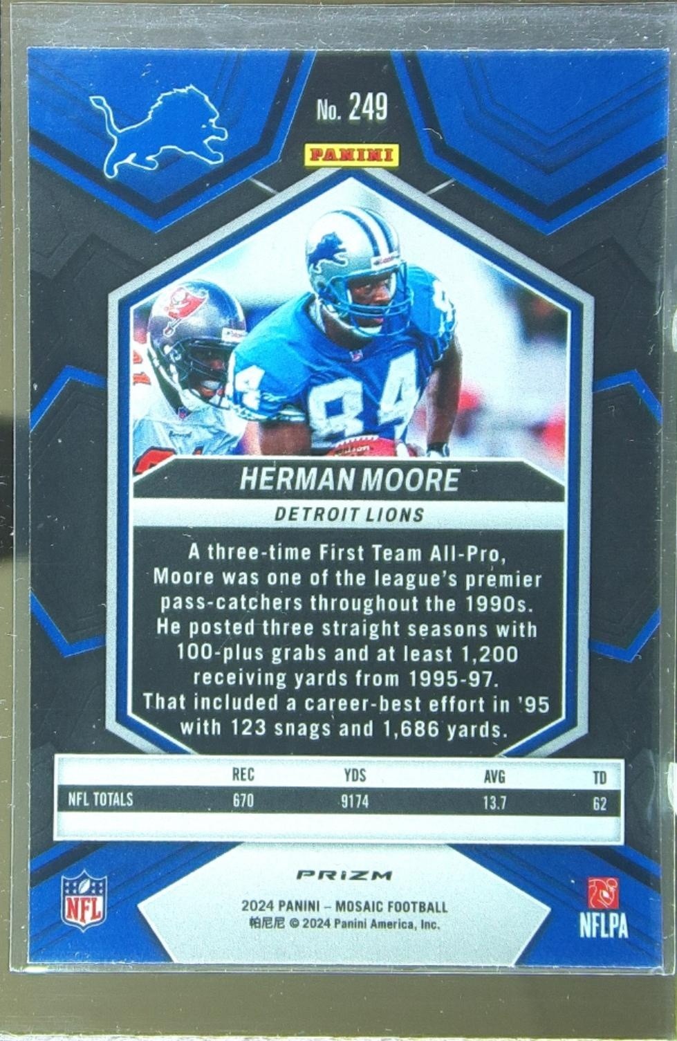 2024 Mosaic Herman Moore Mosaic Reactive Blue 249 Lions - Image 3