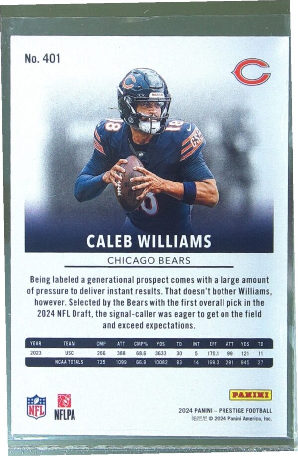 2024 Panini Prestige Caleb Williams SP RC #401 Bears - Image 3
