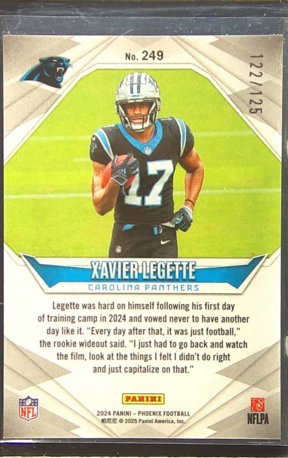 2024 Phoenix Xavier Legette XR Bronze Fade /125 #249 Panthers - Image 3
