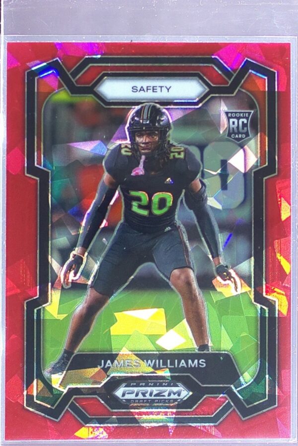 2024 Prizm Collegiate Draft Picks James Williams Red Ice RC 181 Hurricanes