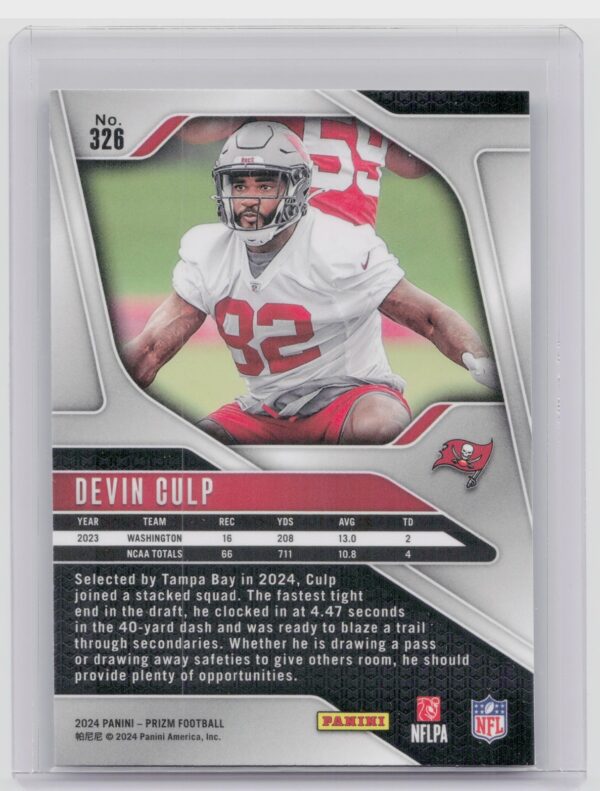 2024 Prizm Devin Culp RC 326 Buccaneers - Image 3