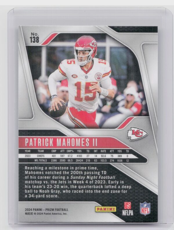 2024 Prizm Patrick Mahomes II 138 Chiefs - Image 3