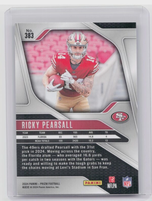 2024 Prizm Ricky Pearsall RC 383 49ers - Image 3