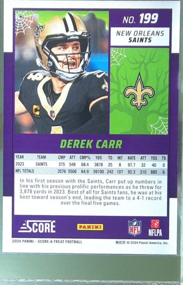 2024 Score-A-Treat Derek Carr #199 Saints - Image 3