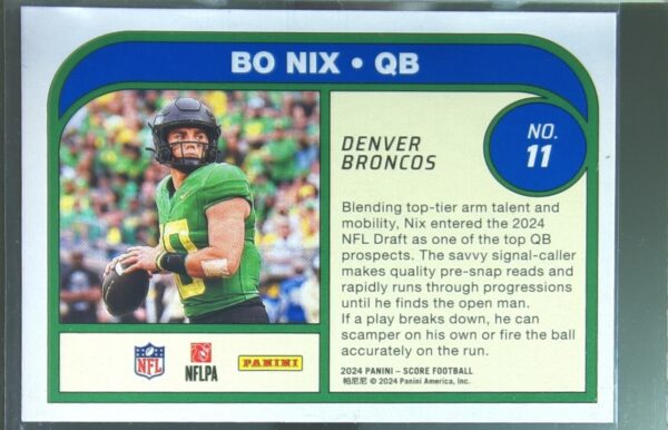 2024 Score Bo Nix RC #11 Broncos Protential - Image 3