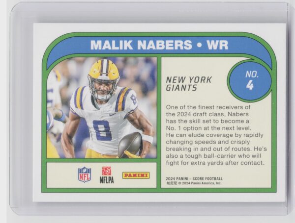 2024 Score Malik Nabers RC 4 Giants Protential - Image 3
