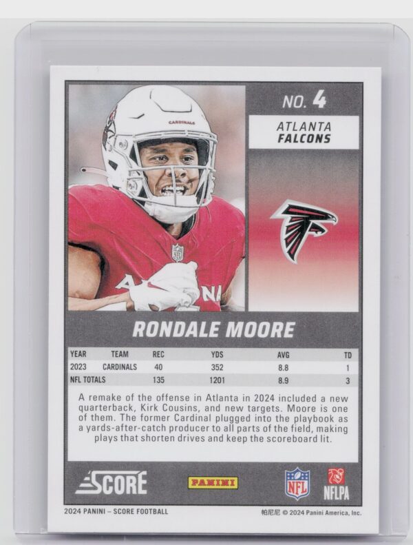 2024 Score Rondale Moore Purple 4 Falcons - Image 3