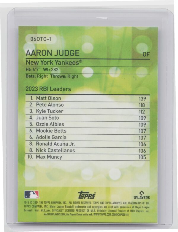 2024 Topps Archives Aaron Judge #06OTG-1 Yankees 2006 Topps Own the Game - Image 3