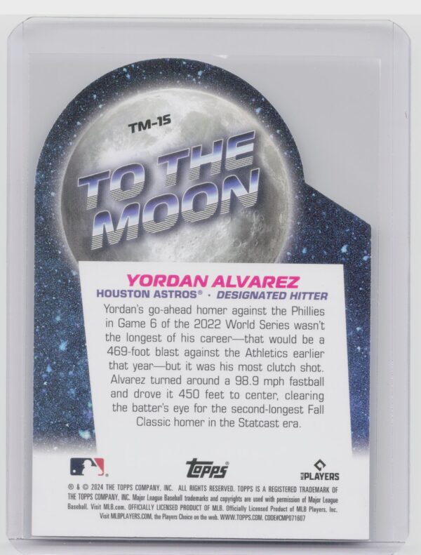 2024 Topps Big League Yordan Alvarez #TM-15 Astros To the Moon Die Cuts - Image 3