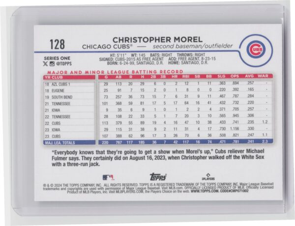 2024 Topps Christopher Morel Future Stars #128 Cubs - Image 3