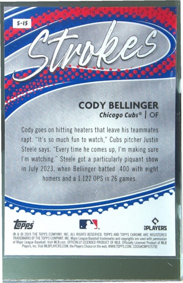 2024 Topps Chrome Cody Bellinger #S-15 Cubs Strokes - Image 3