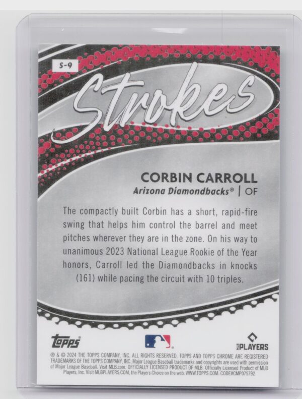 2024 Topps Chrome Corbin Carroll #S-9 Diamondbacks Strokes - Image 3