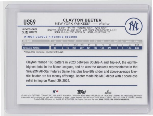 2024 Topps Clayton Beeter US59 - Image 3