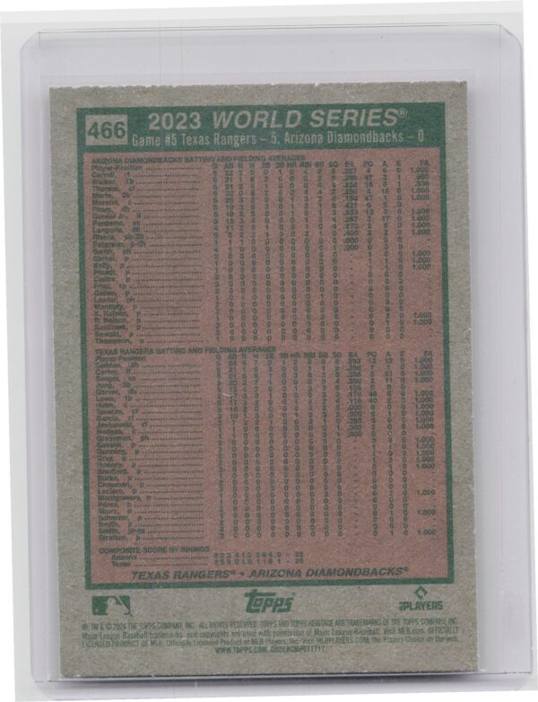 2024 Topps Heritage Mini World Series 2023: Game 5 #466 Rangers - Image 3