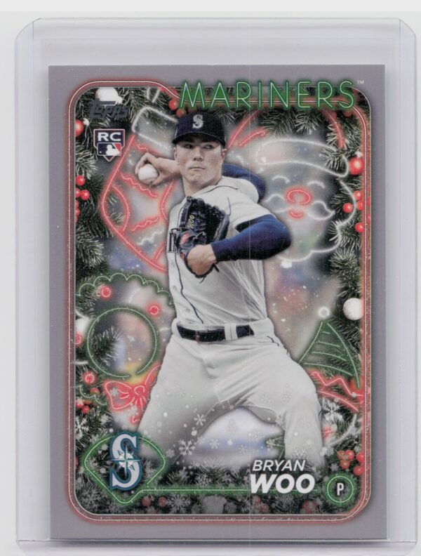 2024 Topps Holiday Bryan Woo Silver Glitter #H193 Mariners