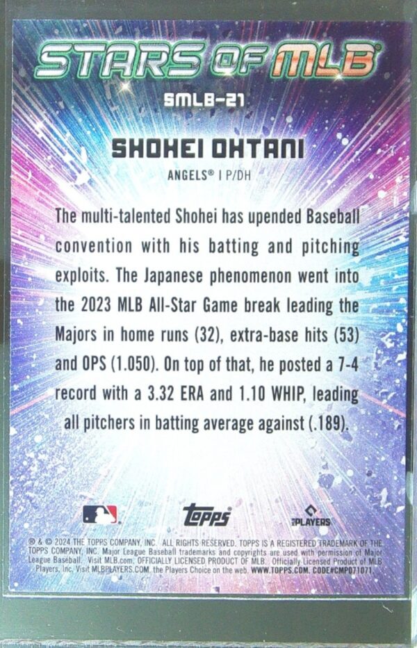 2024 Topps Shohei Ohtani #SMLB-21 Angels Stars of MLB - Image 3