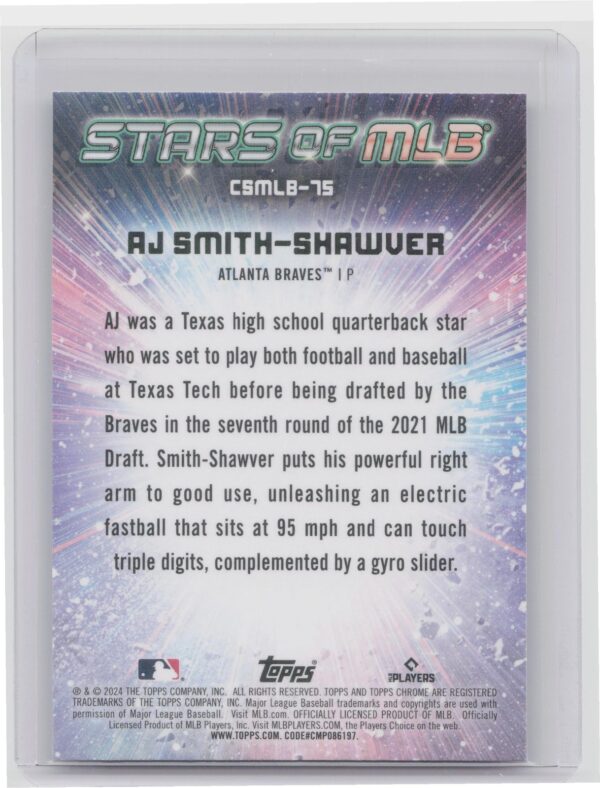 2024 Topps Update AJ Smith-Shawver #CSMLB-75 Braves Stars of MLB Chrome - Image 3