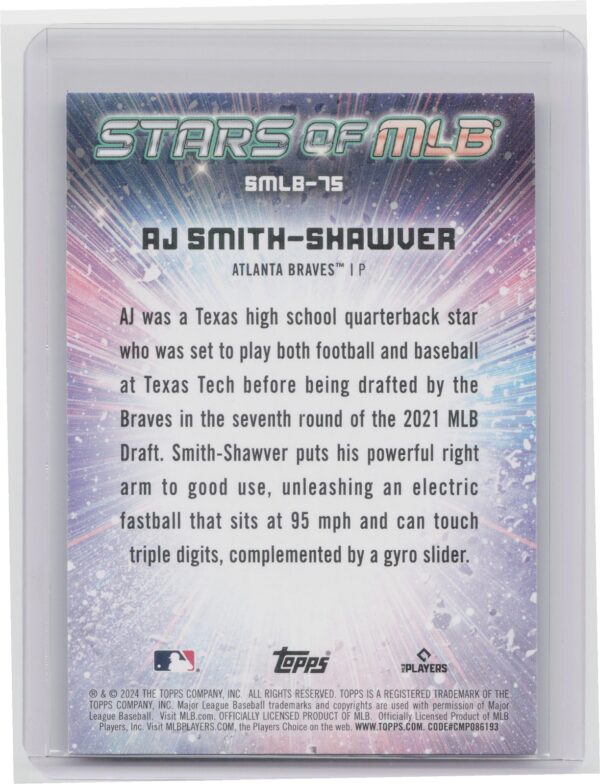 2024 Topps Update AJ Smith-Shawver RC #SMLB-75 Braves Stars of MLB - Image 3