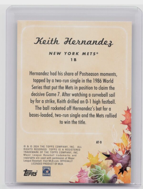 2024 Topps Update Keith Hernandez #AT-9 Mets Autumn Tales - Image 3