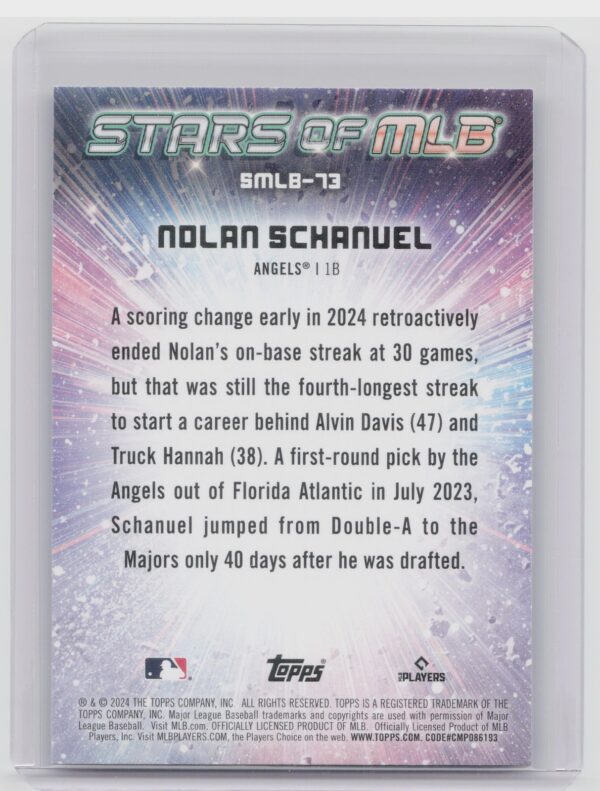 2024 Topps Update Nolan Schanuel #SMLB-73 Angels Stars of MLB - Image 3