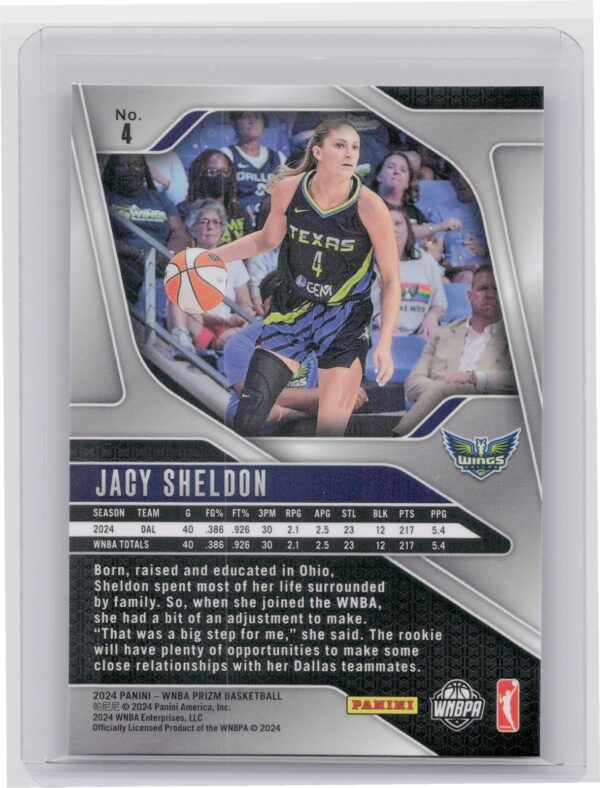 2024 WNBA Panini Prizm  Jacy Sheldon Rookie #4 Wings - Image 3