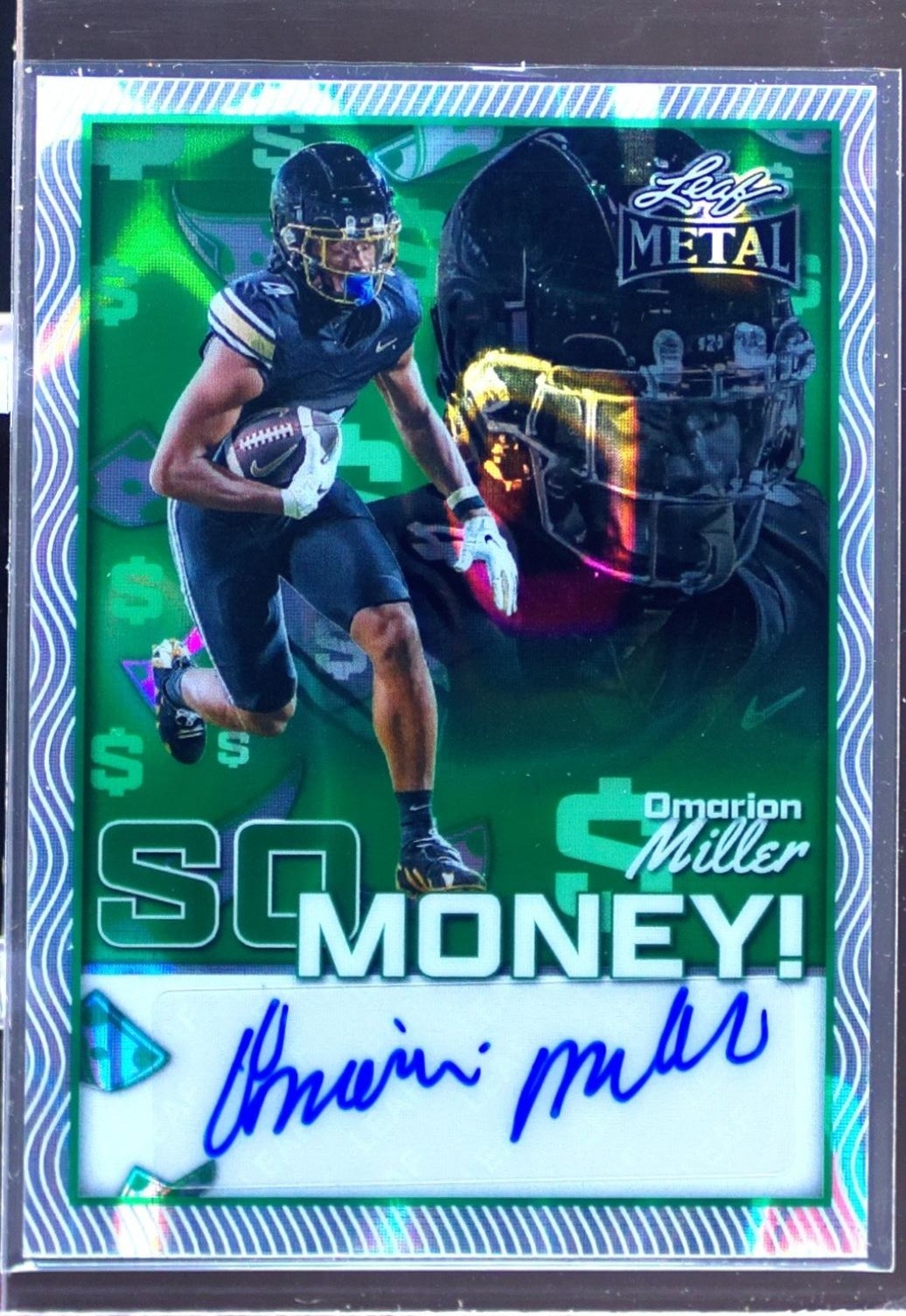 2025 Leaf Metal Omarion Miller Auto /5 #SM-OM1 Buffaloes So Money Lava Green