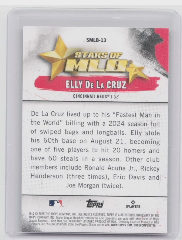 2025 Topps Elly de la Cruz #SMLB-13 Reds Stars of MLB - Image 3