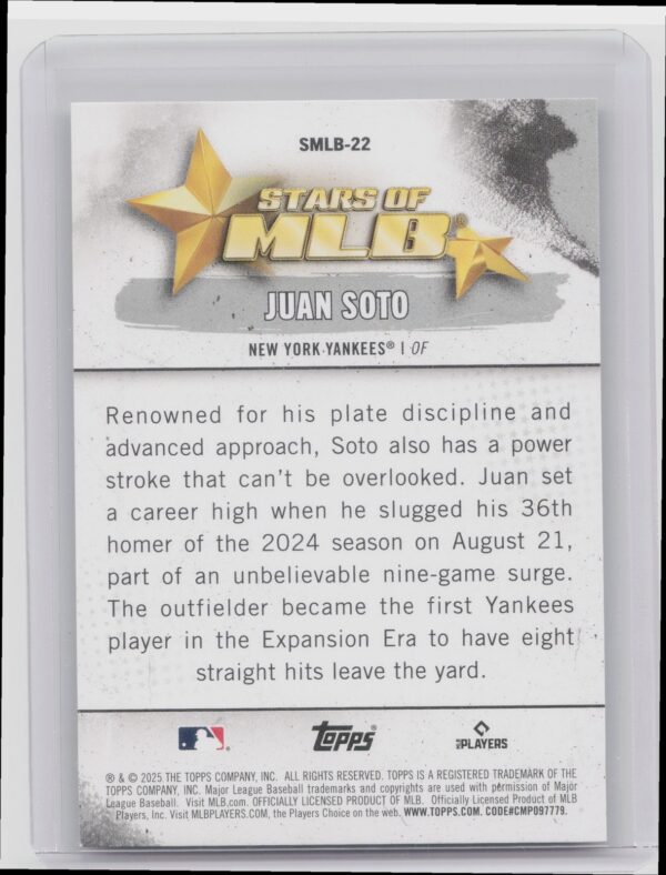 2025 Topps Juan Soto #SMLB-22 Yankees Stars of MLB - Image 3