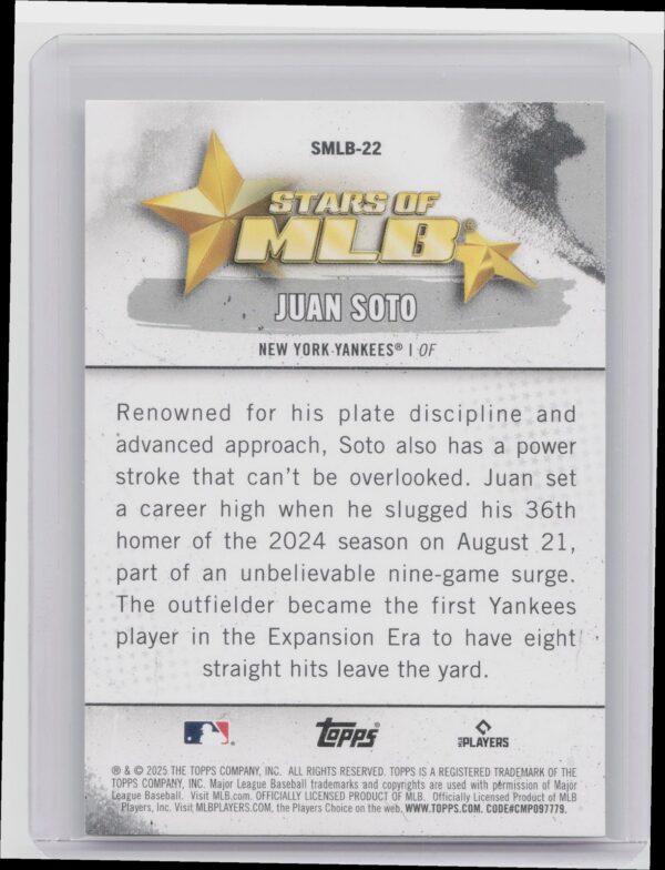 2025 Topps Juan Soto #SMLB-22 Yankees Stars of MLB - Image 3