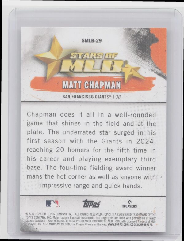 2025 Topps Matt Chapman #SMLB-29 Giants Stars of MLB - Image 3