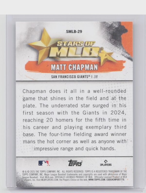 2025 Topps Matt Chapman #SMLB-29 Giants Stars of MLB - Image 3