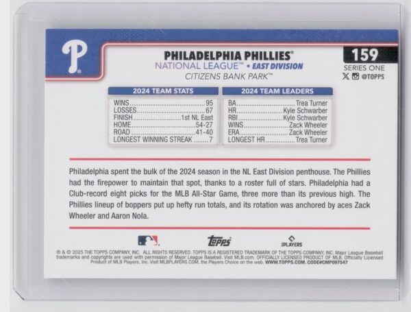 2025 Topps Philadelphia Phillies Diamante Foil #159 Phillies - Image 3