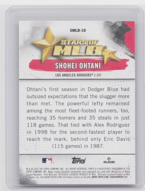 2025 Topps Shohei Ohtani #SMLB-10 Dodgers Stars of MLB - Image 3
