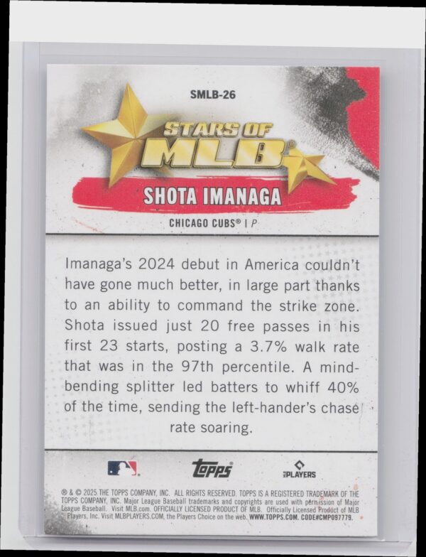 2025 Topps Shota Imanaga #SMLB-26 Cubs Stars of MLB - Image 3
