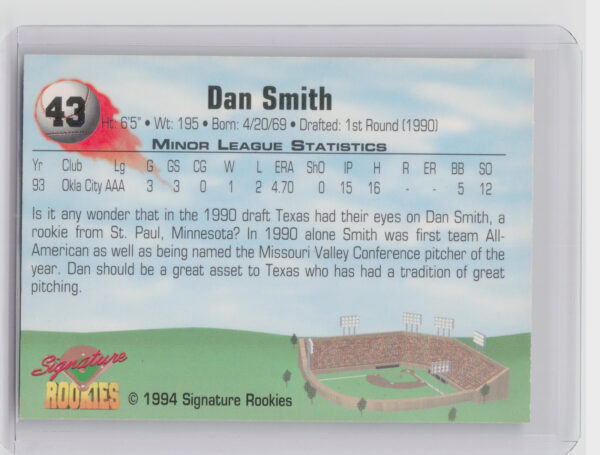 1994 Signature Rookies Dan Smith AU SN8650 #43 89ers Authentic Signatures - Image 3